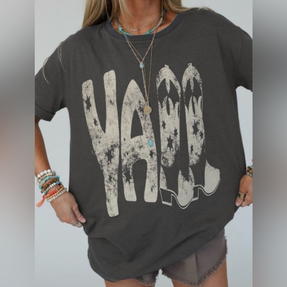 OVERSIZED Graphic Tee with Cowboy Boots Design